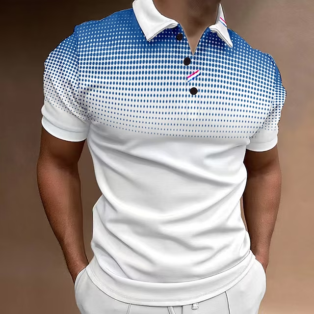 BrosWear Gradient Polka Dot Print Polo Shirt