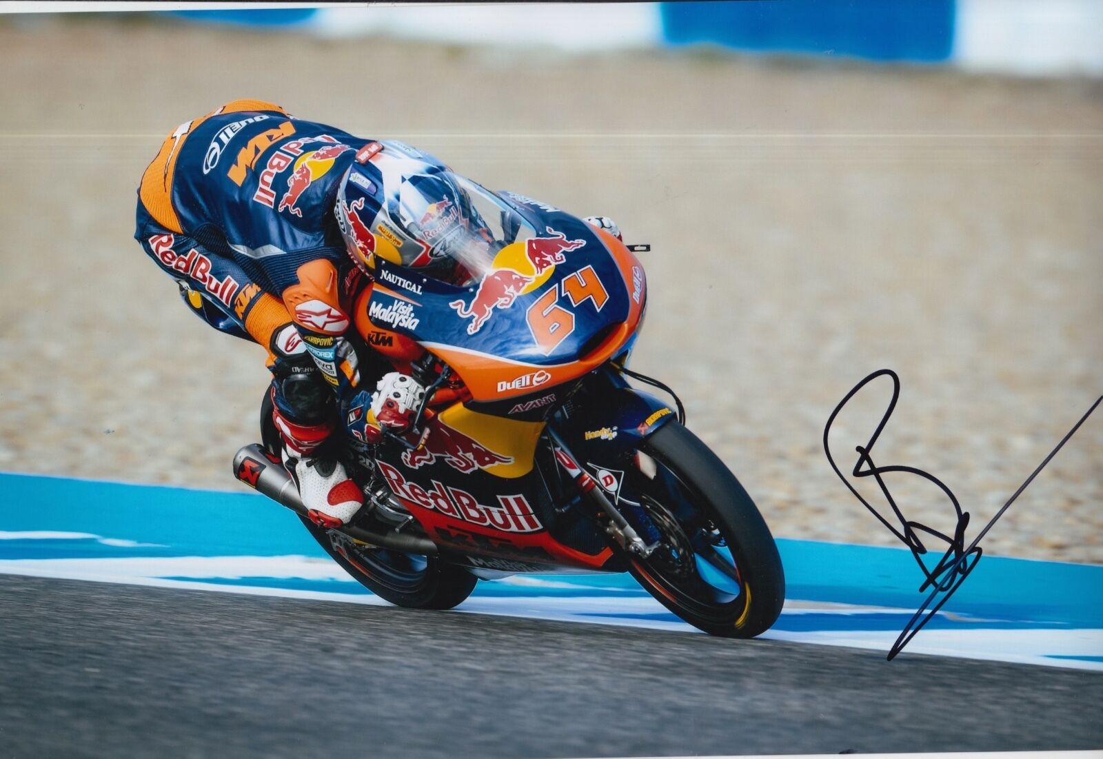 Bo Bendsneyder Hand Signed 12x8 Photo Poster painting Red Bull KTM Ajo Moto3 2016 MOTOGP 3.