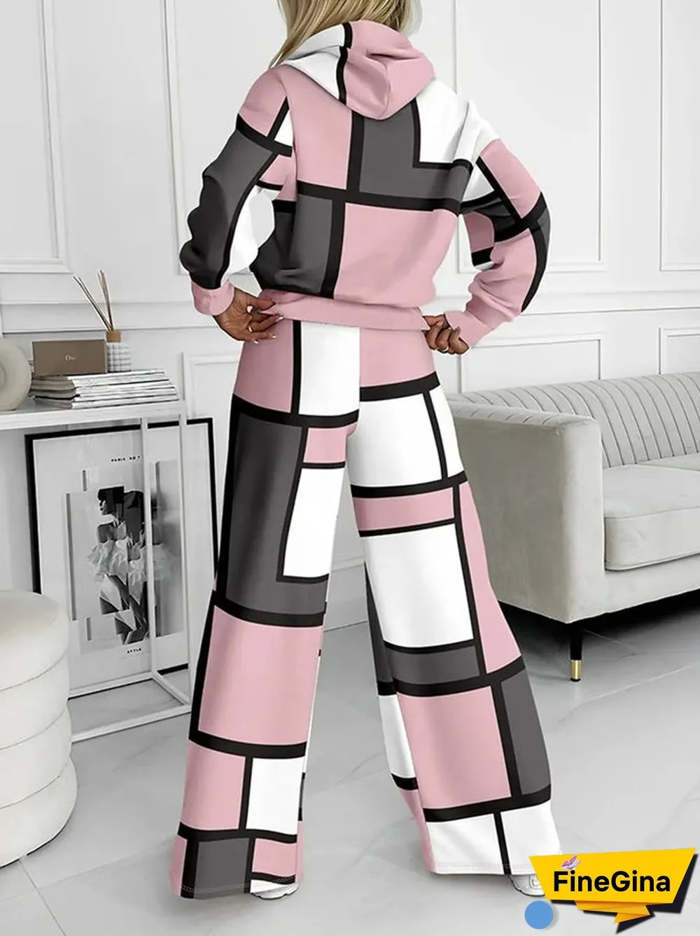 Youthful Plaid Hoodie Two Piece Set