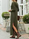 Loose Casual Solid Color Pocket Hooded Long Sleeve Maxi Dress