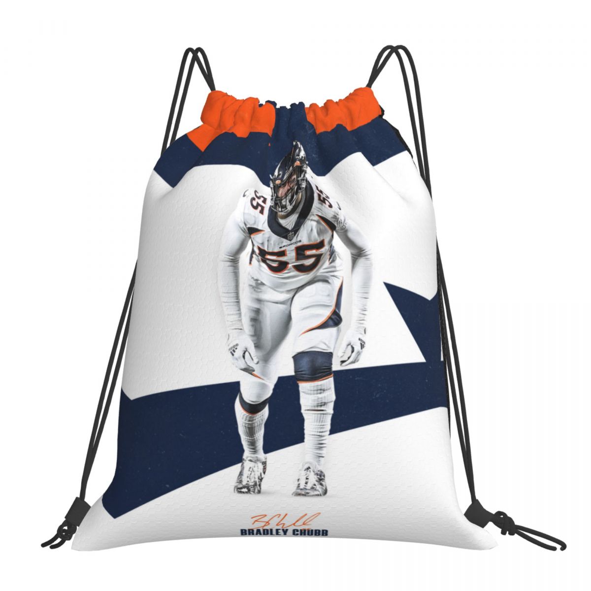 Denver Broncos Bradley Chubb Waterproof Adjustable Lightweight Gym Drawstring Bag