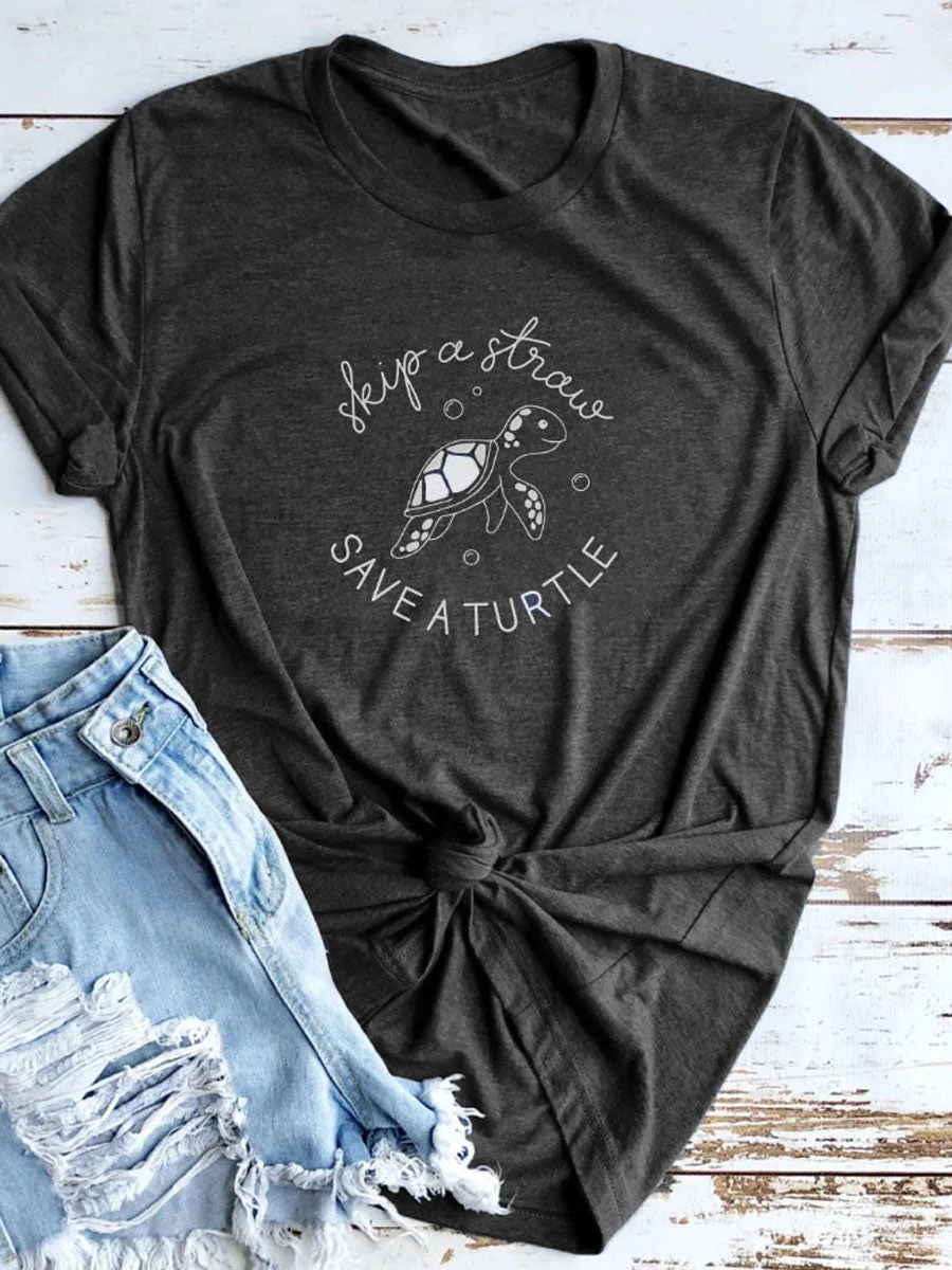 SKIP A STRAW SAVE A TURTLE T-shirt