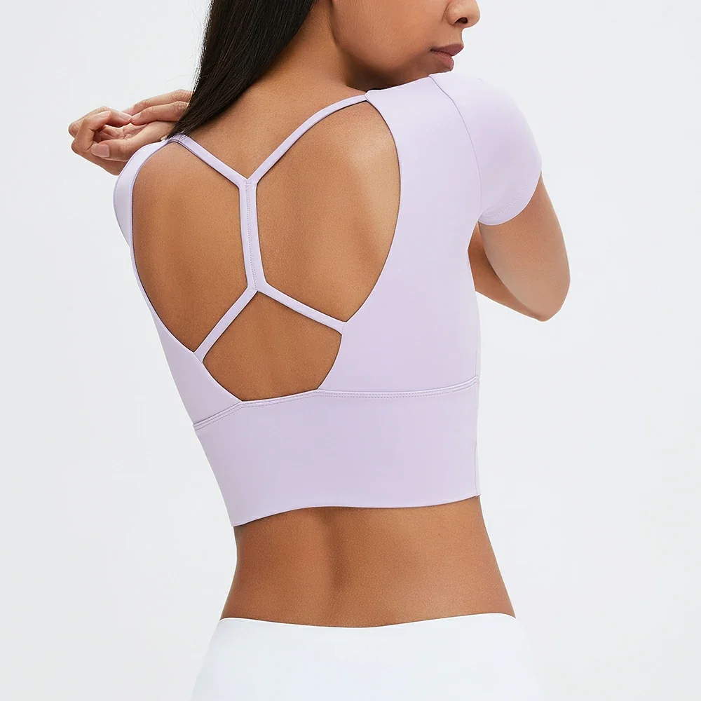 Sea Purple open back t shirt womens at Hergymclothing sportswear online shop