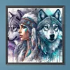 Diamond Painting-DIY Full Round Drill Girl Wolf(40*40 CM)