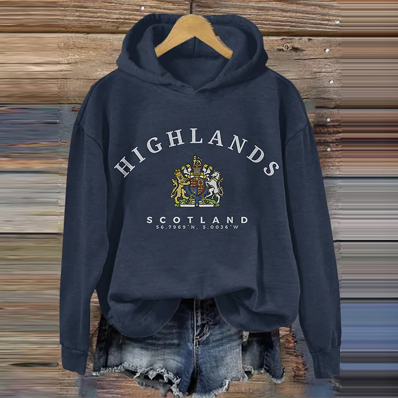 The Scottish Highlands Print Casual Hoodie