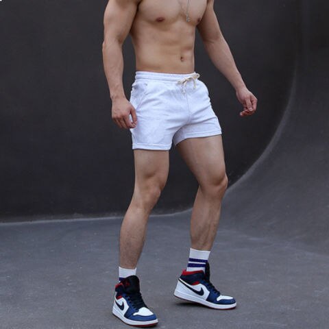 Training Short Men 3 Part Length Elastic Waist Sweat Shorts Men Sportswear Bottoms Cotton Shorts Fitness Gym Clothes For Men