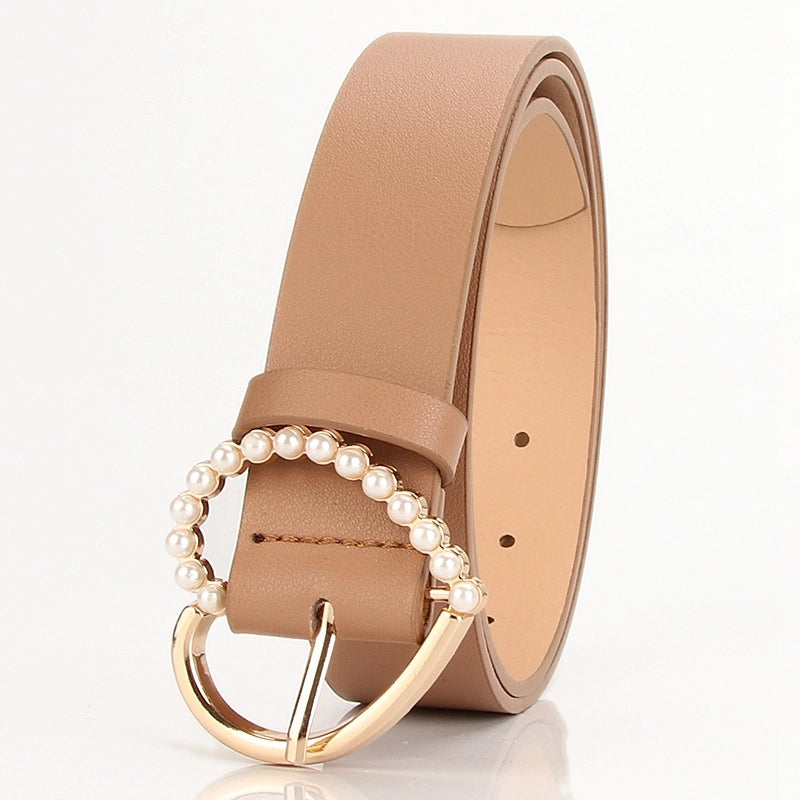 Minimalist Solid Color Imitation Leather Alloy Women’s Leather Belts