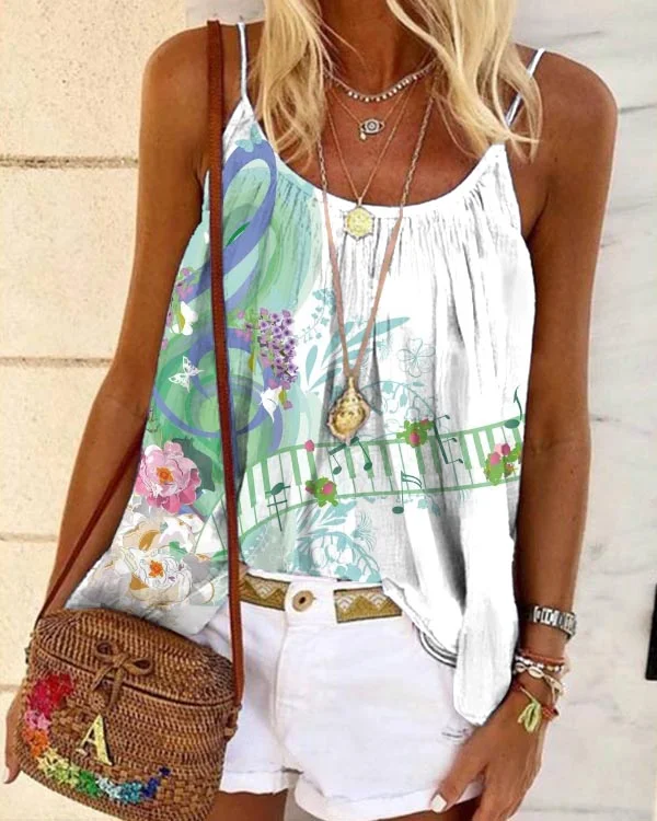 Pastel Floral Note Loose Camisole Top