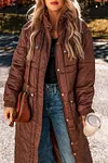 Women's Winter Thick Quilted Puffer Stand Neck Long-length Coat