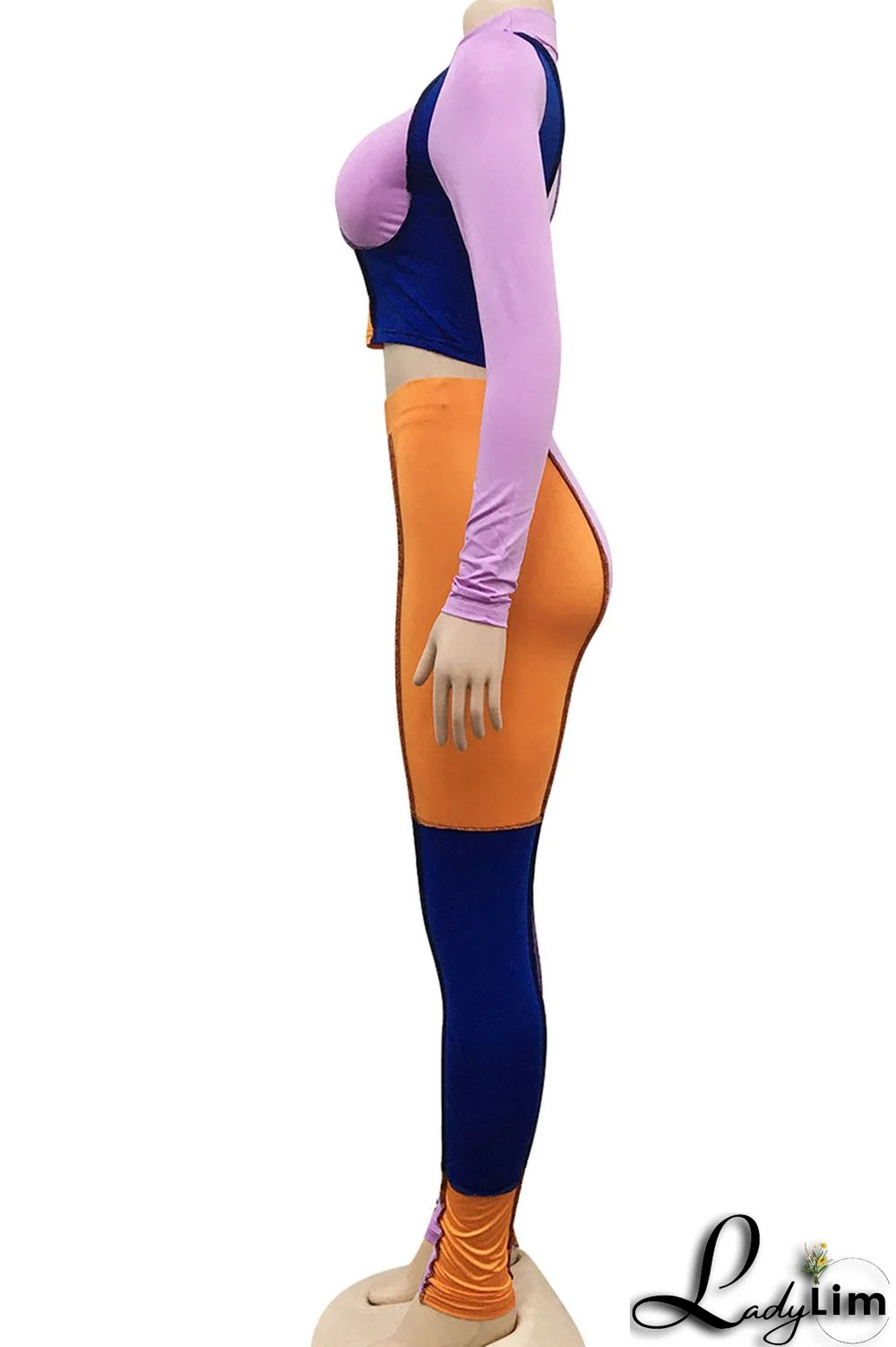 Apricot Sexy Solid Split Joint Mandarin Collar Long Sleeve Two Pieces