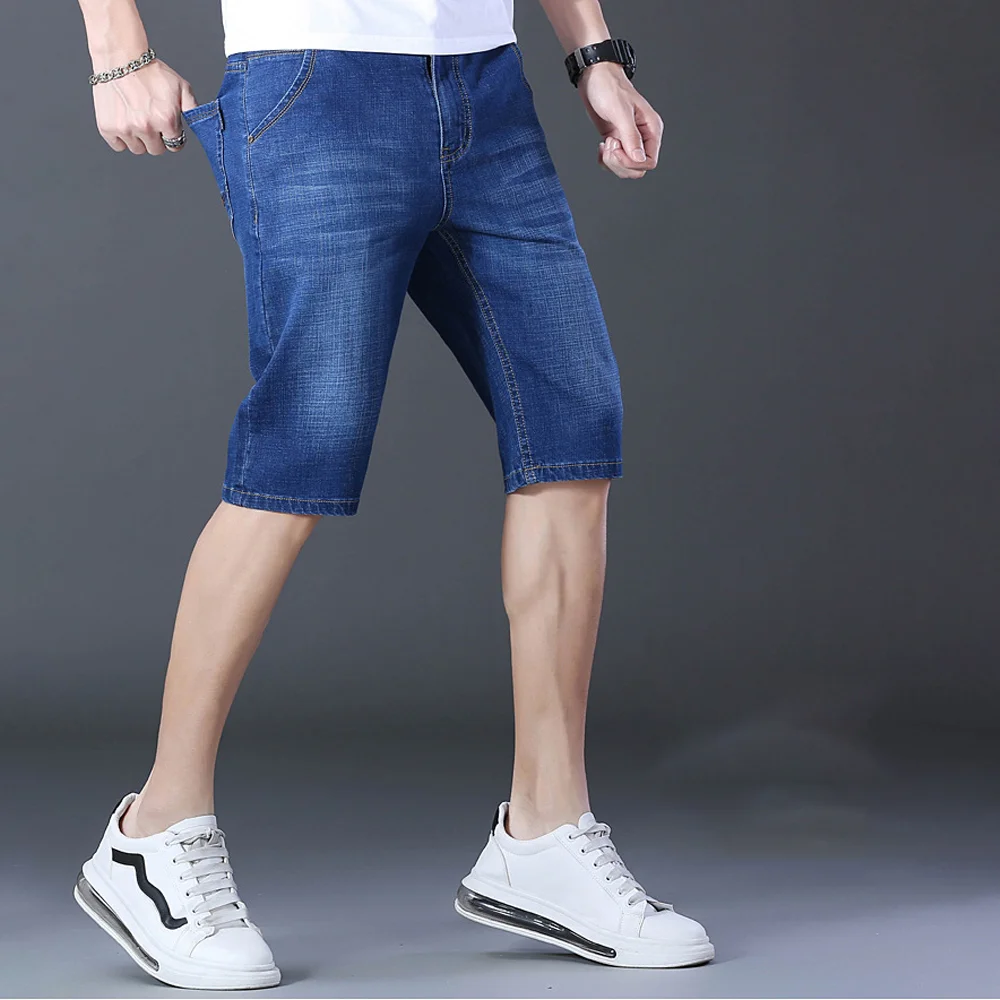 Smiledeer Summer men's breathable straight-leg denim five-cent casual shorts