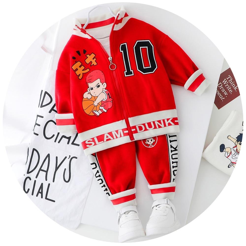 Kid Toddler Boy Clothes Zipper Coat + Pants Letter Infant Baby Sport Set Long Sleeves Outfits Set Yellow White Red Cartoon