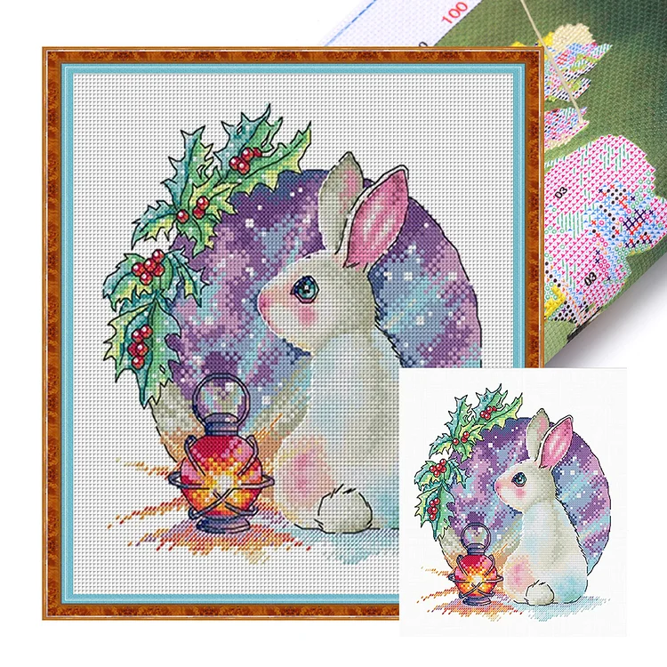 Spring Brand  Christmas Bunny - Printed Cross Stitch 11CT 32*35CM
