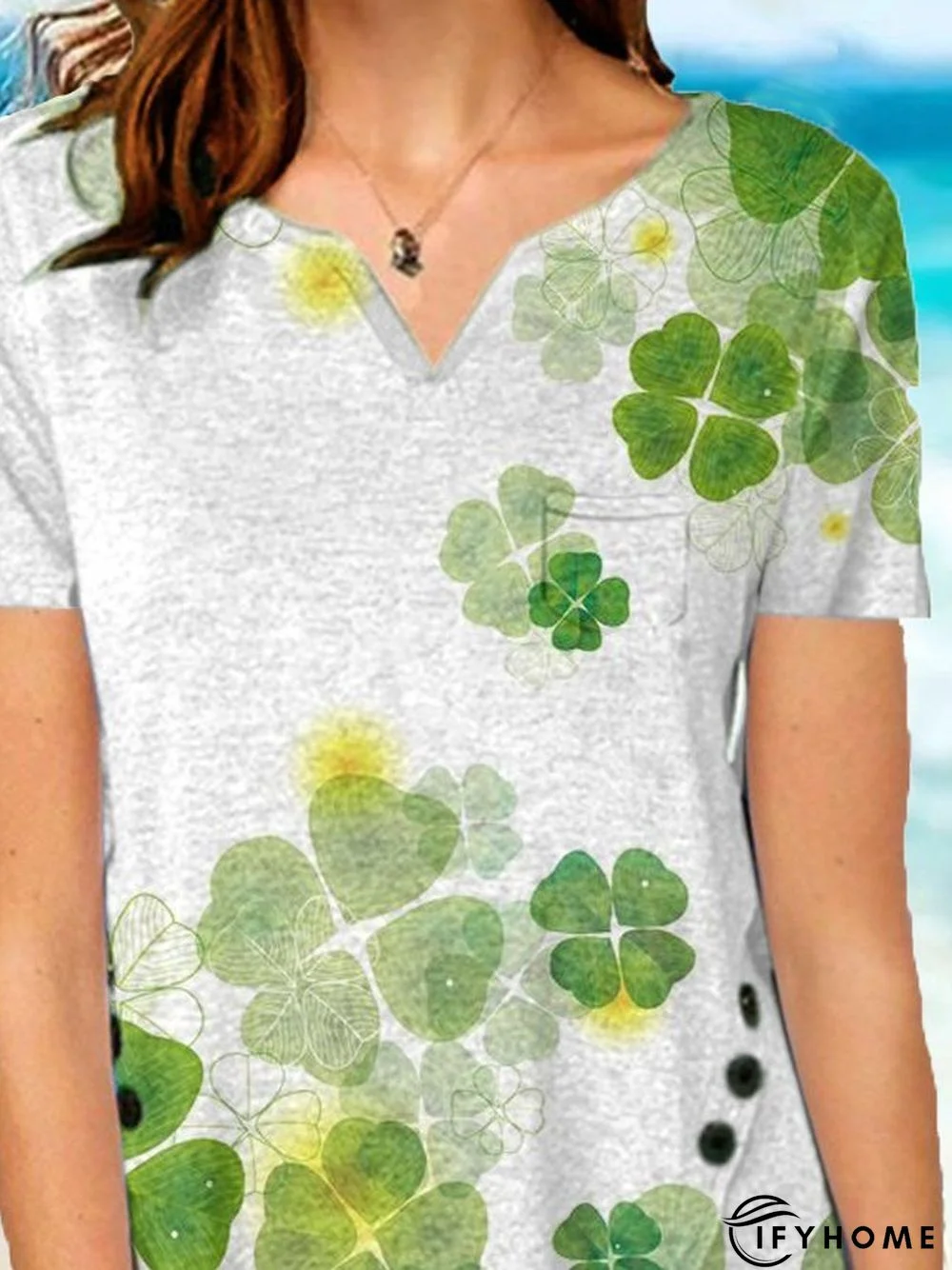 V Neck Casual Short Sleeve T-shirt | IFYHOME