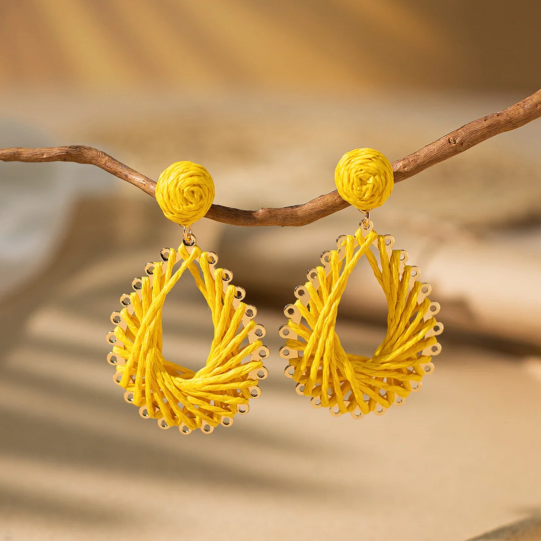 Women's Holiday Bohemian Style Raffia Hand-woven Earrings