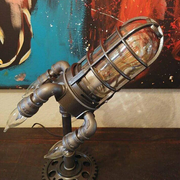 3D Steampunk Space Shuttle Rocket Night Light LED Table Desk Lamp Room