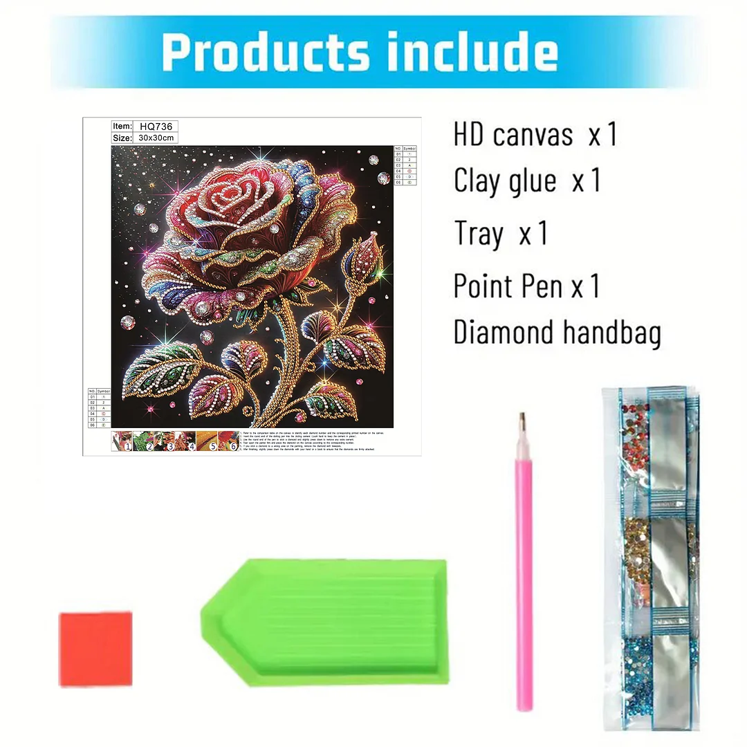 Rose - Partial Special Shaped Drill Diamond Painting Kits (Canvas|30*30cm)