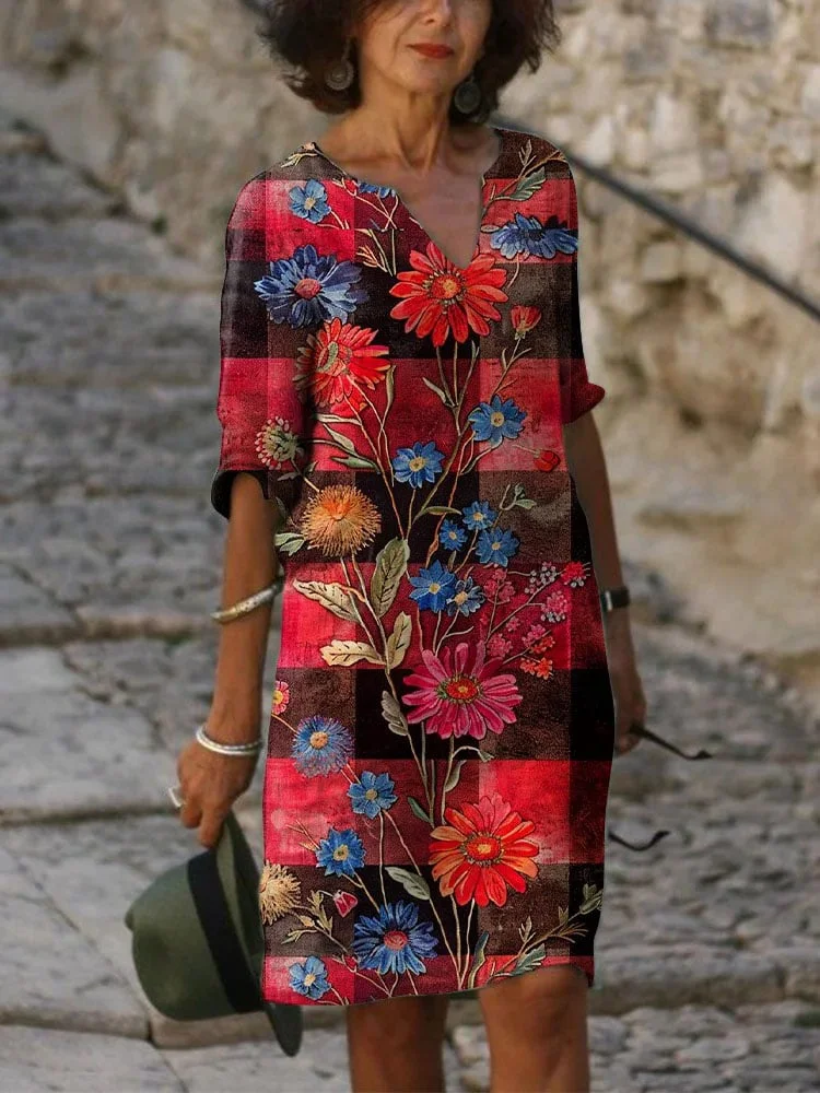 Women's Casual Loose Floral Print Long Dress(S-5XL)