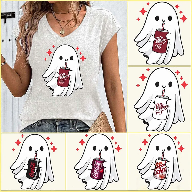 Halloween Ghost Shirt, Funny Skeleton Halloween V-neck Shirt