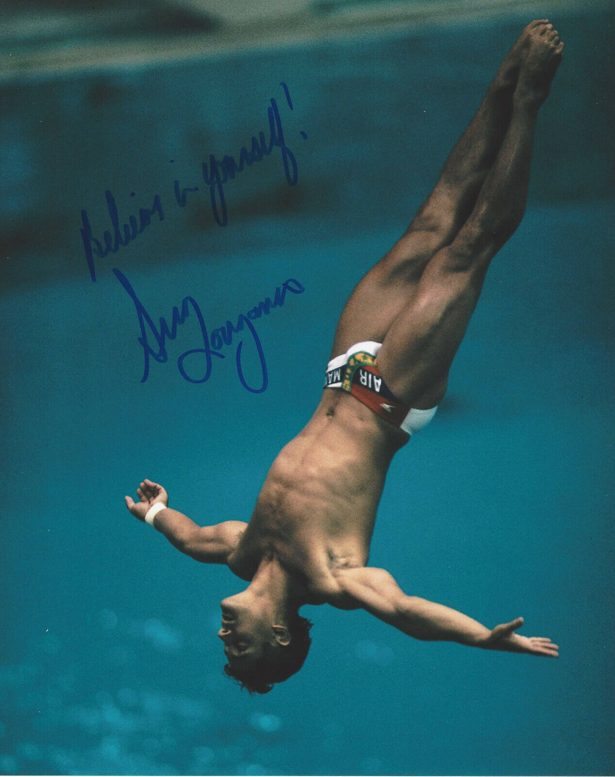 GREG LOUGANIS US OLYMPIC SWIMMER SIGNED AUTHENTIC 8x10 Photo Poster painting C w/COA GOLD MEDAL