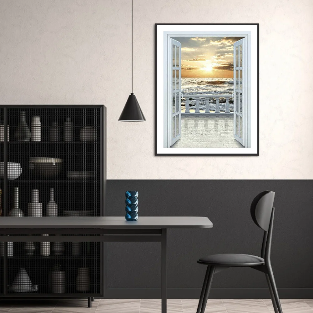 Full Square Drill Mosaic Poster 5D DIY Diamond Painting Beach Sunset Kit