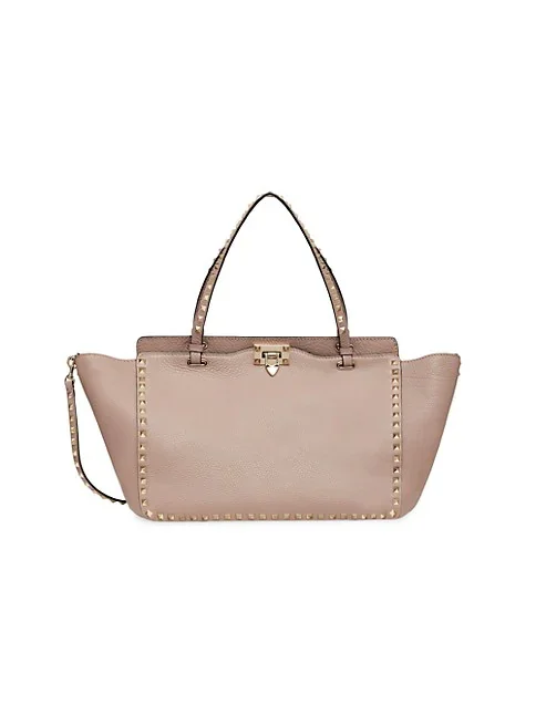 Valentino Garavani Medium Grainy Calfskin Rockstud Bag POUDRE