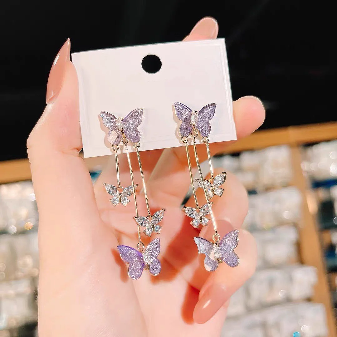 🔥 Last Day Promotion 75% OFF🔥-Crystal Butterfly Tassel Earrings