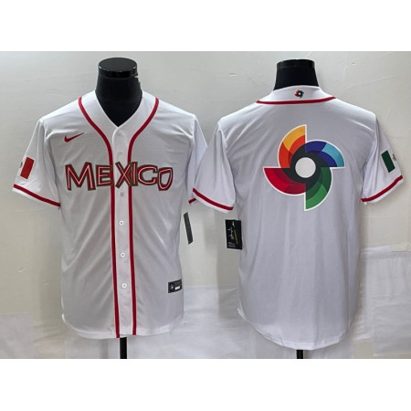 Men's Mexico Baseball 2023 White World Baseball Classic Team Big Logo Stitched Jersey R6AR