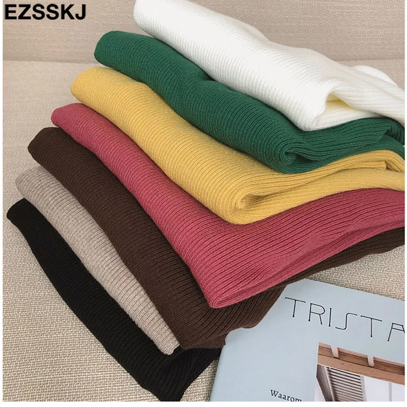 2021 Knitted Women turtleneck Sweater Pullovers spring Autumn Basic Women high neck Sweaters Pullover Slim female
