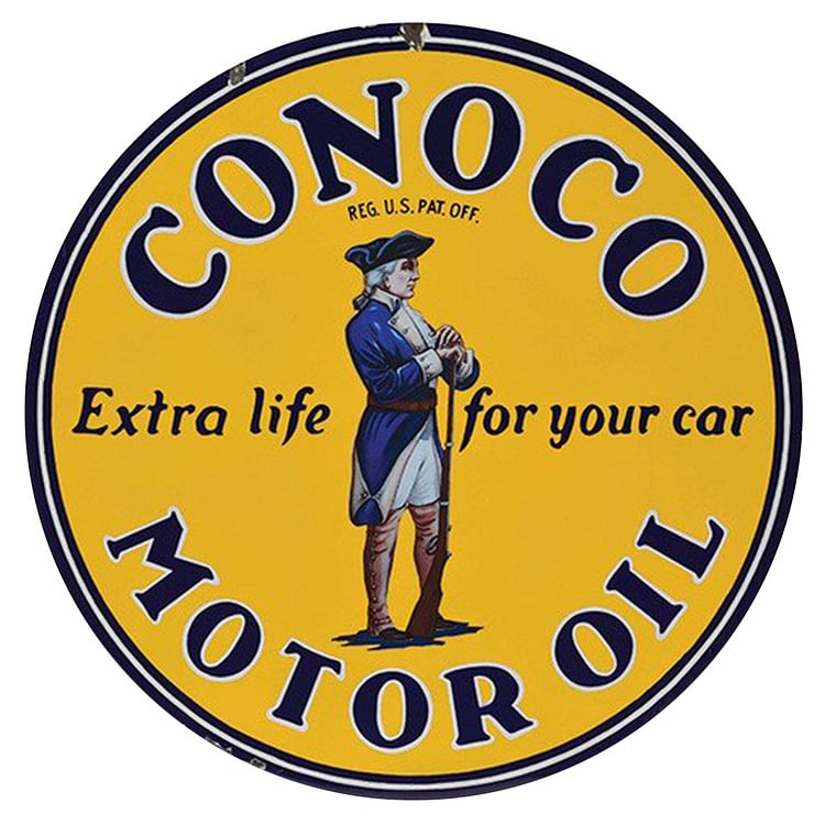 Conoco Motor Oil - Round Shape Tin Signs/Wooden Signs - 30*30CM
