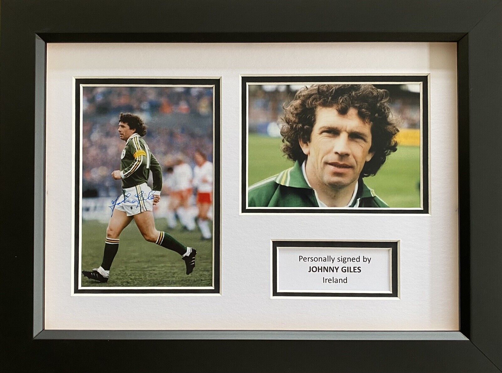 Johnny Giles Hand Signed Ireland Photo Poster painting In A4 Frame Display