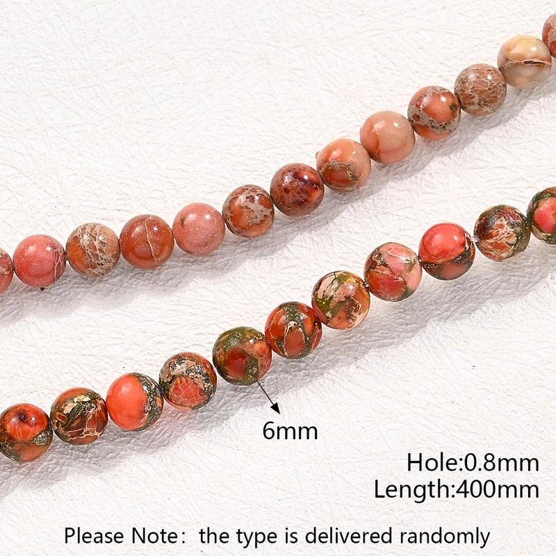 1 Strand/Package 6mm Hole Under 1mm Natural Stone Imperial Jasper Marble Simple Polished Beads