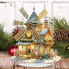 (US Only)2D Flat Print Winter Christmas House DIY 5D DIY Diamond Art Tabletop Decorations
