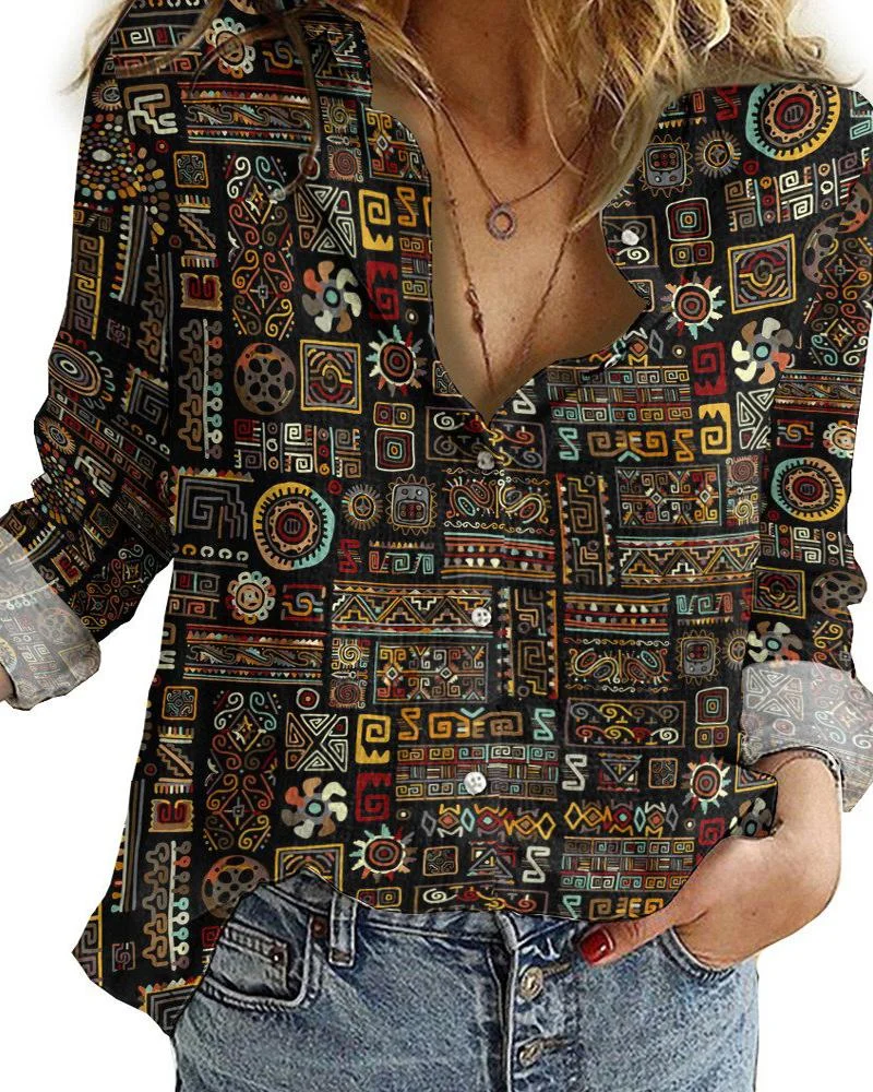 Women's casual printed shirt-120222
