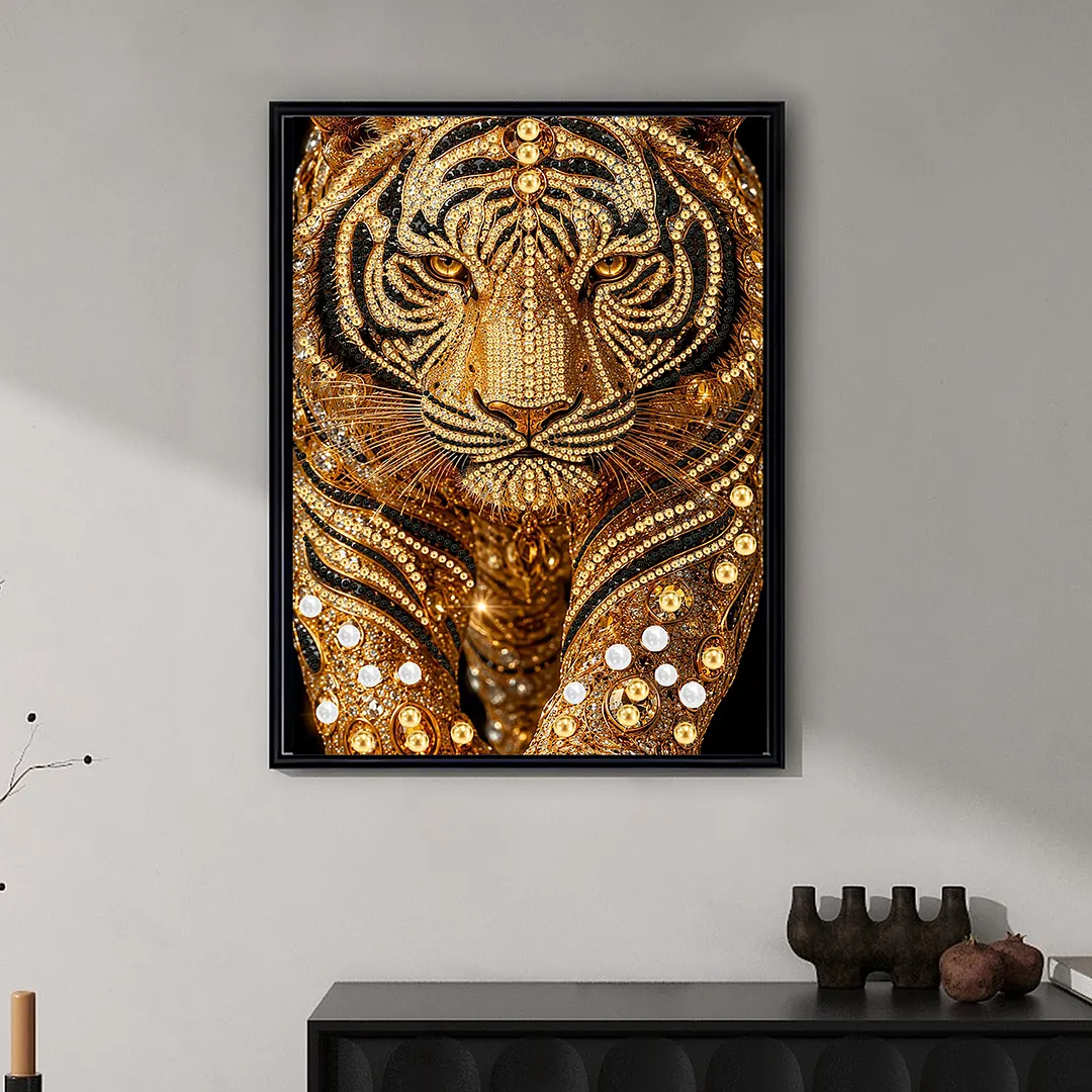 Pearl Painting Kit for Adults Golden Tiger 11.81x15.75in