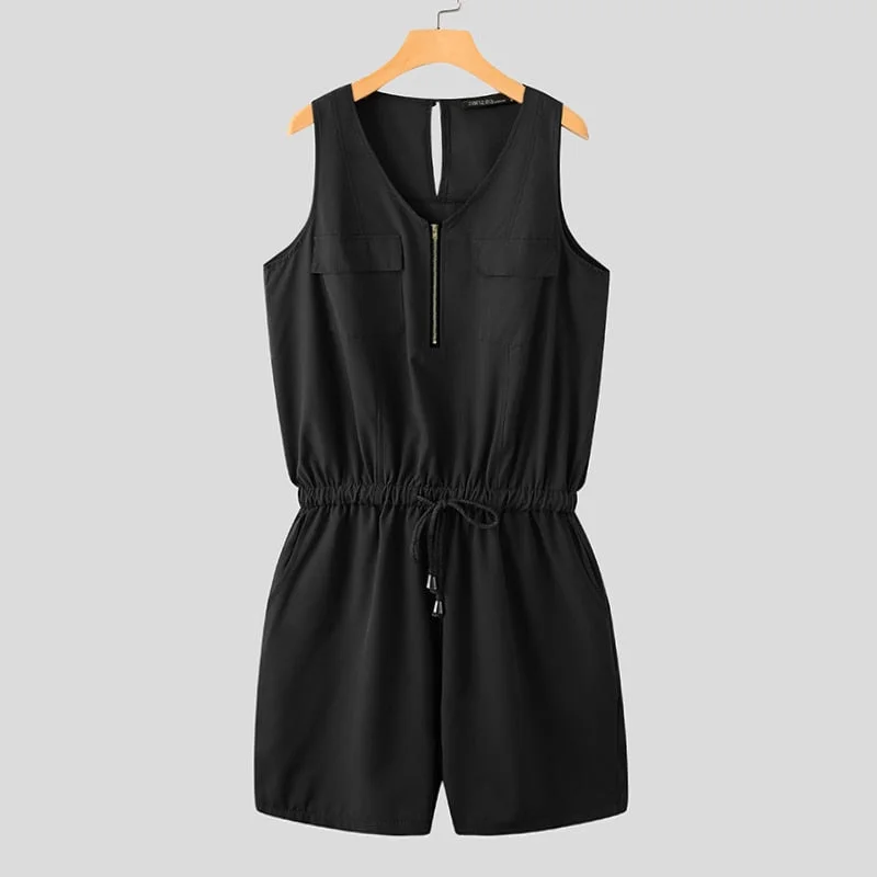2022 Summer ZANZEA Rompers Womens Jumpsuit Sexy V Neck Sleeveless Zipper Playsuits Casual Solid Bodysuit Beach Overall