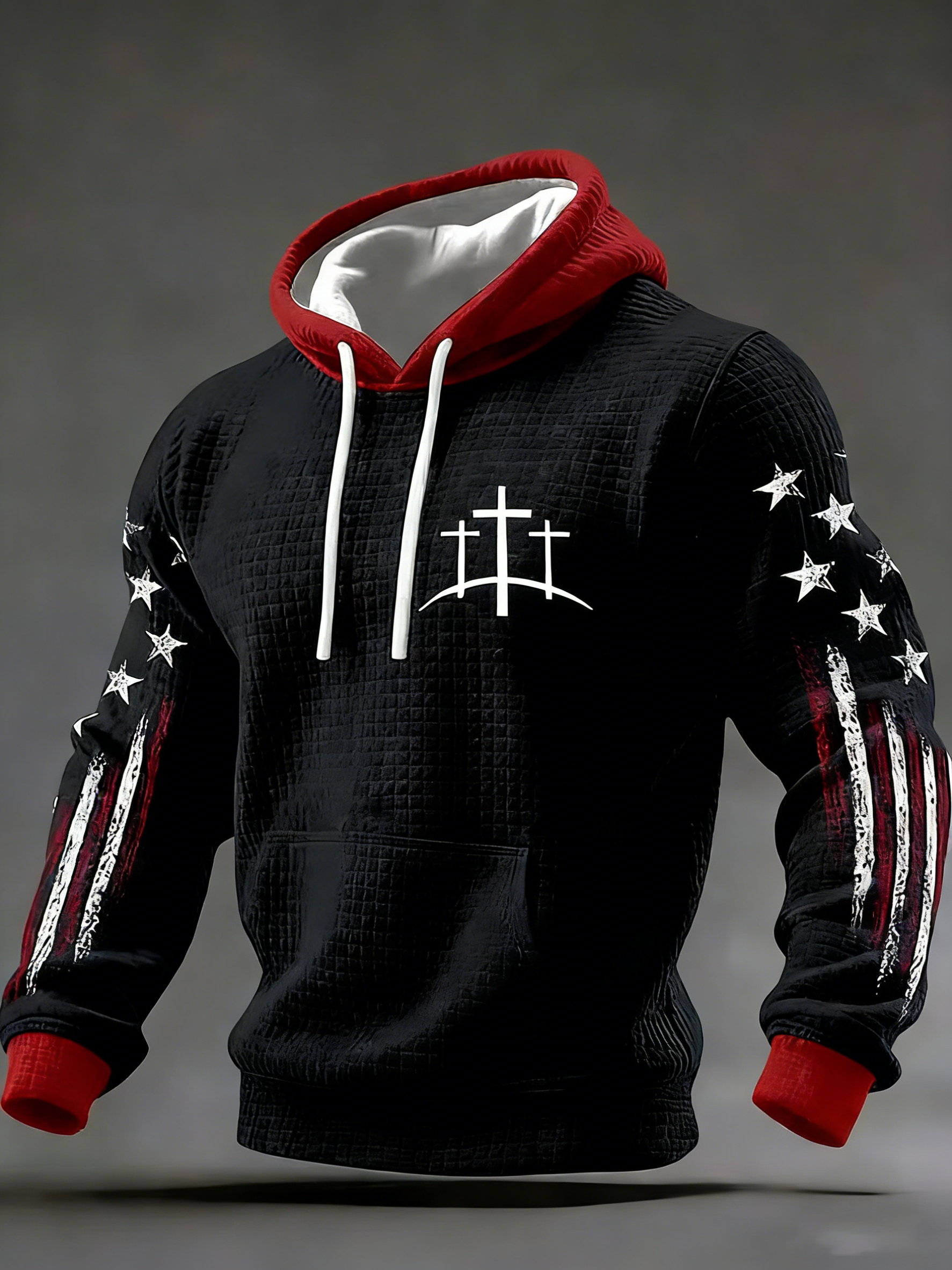 Men's Casual Cross Faith Printed Hooded Sweatshirt wearshes