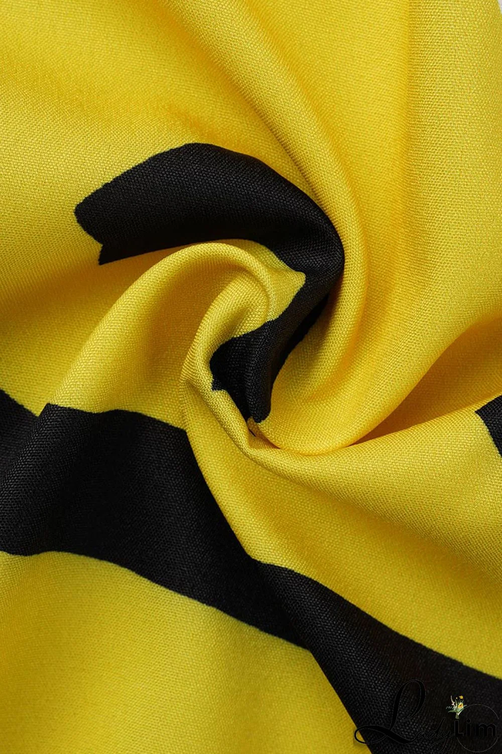 Cream White Fashion Casual Print Slit Turndown Collar Shirt Dress