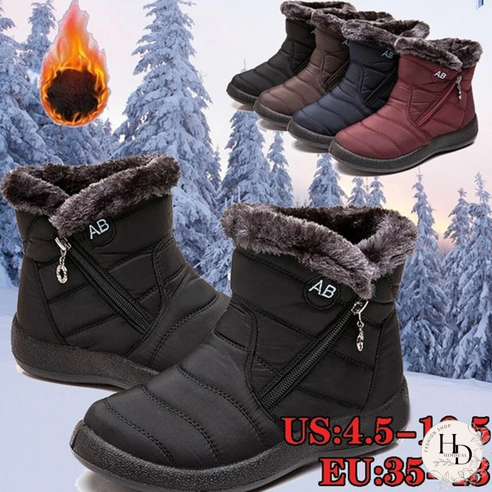 Women's Warm Waterproof Snow Boots Winter Non-slip Short Boots