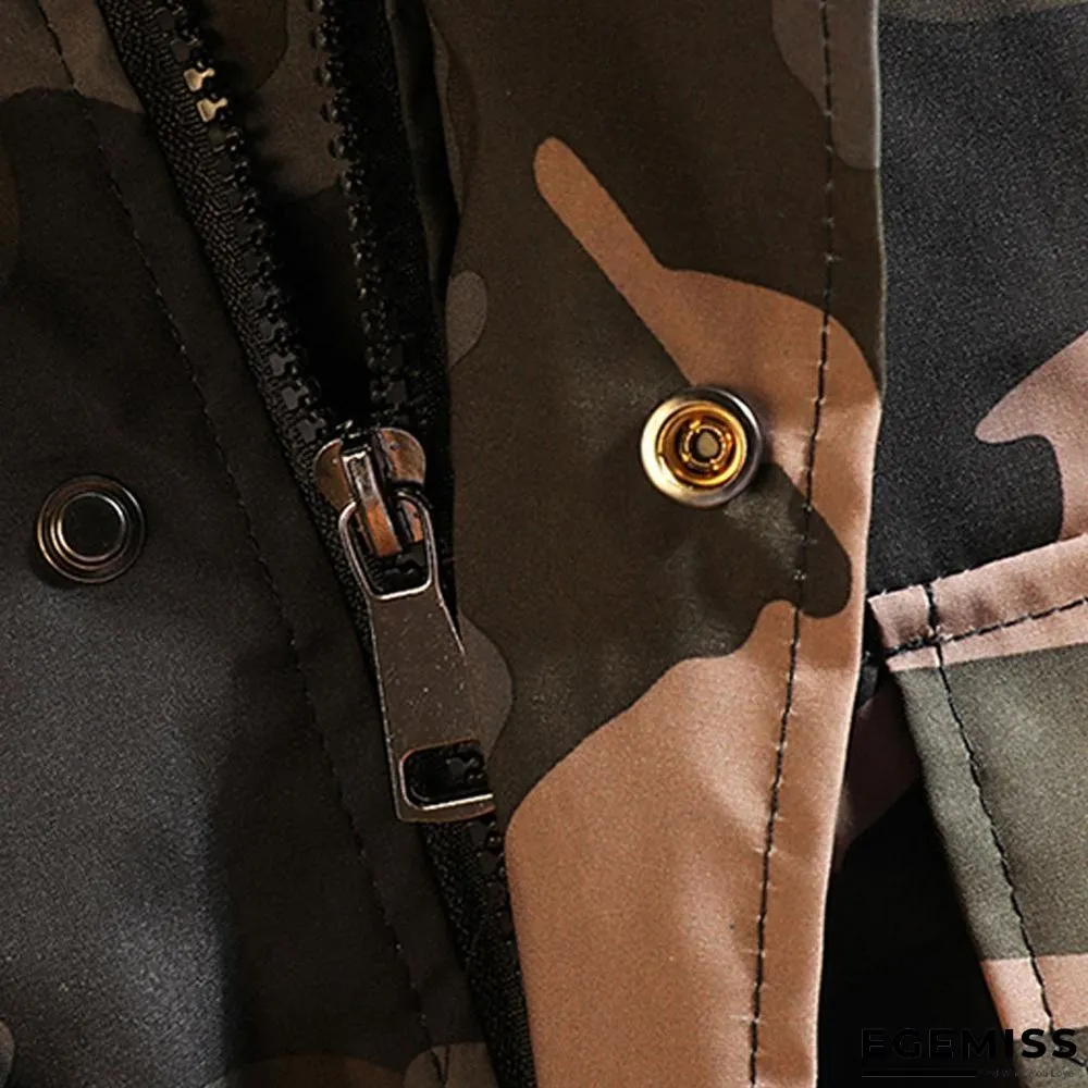 Camouflage Multi-Pocket Hooded Jackets Men Fashion Street Brand Long-sleeved Home Leisure | EGEMISS