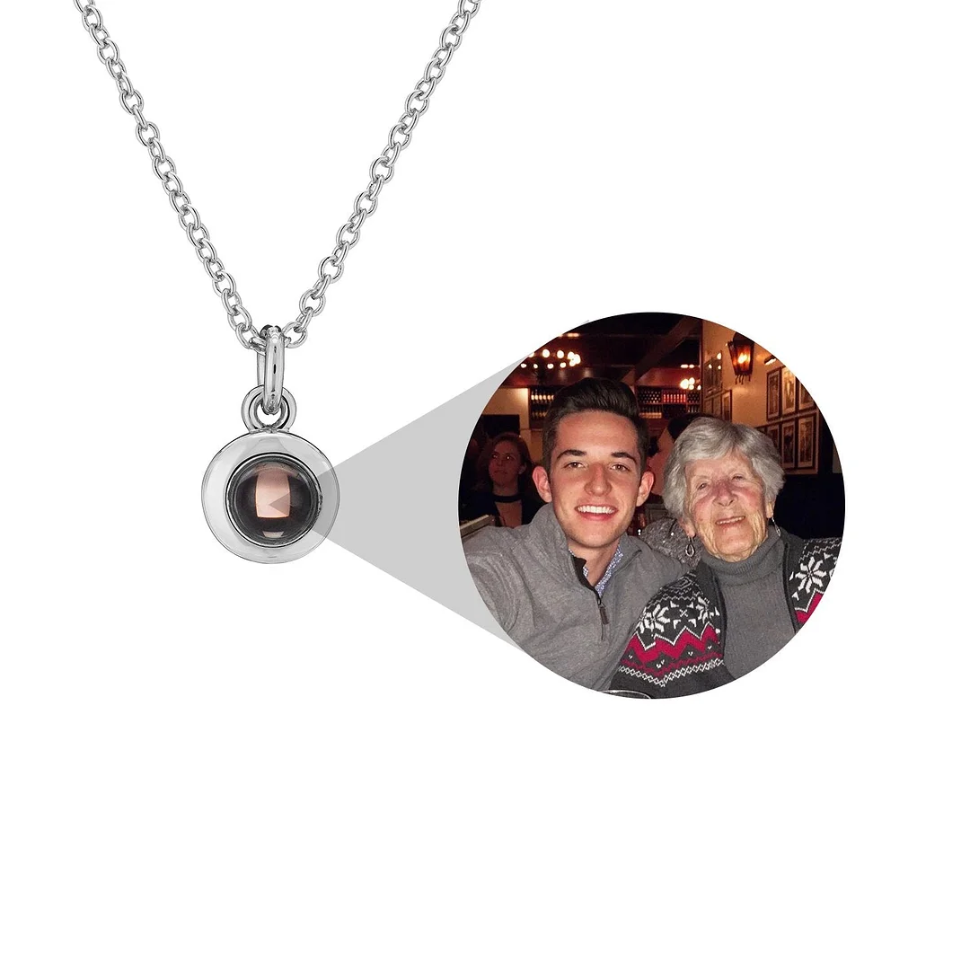 Projector Custom Personalized Circle Photo Necklace wetirmss