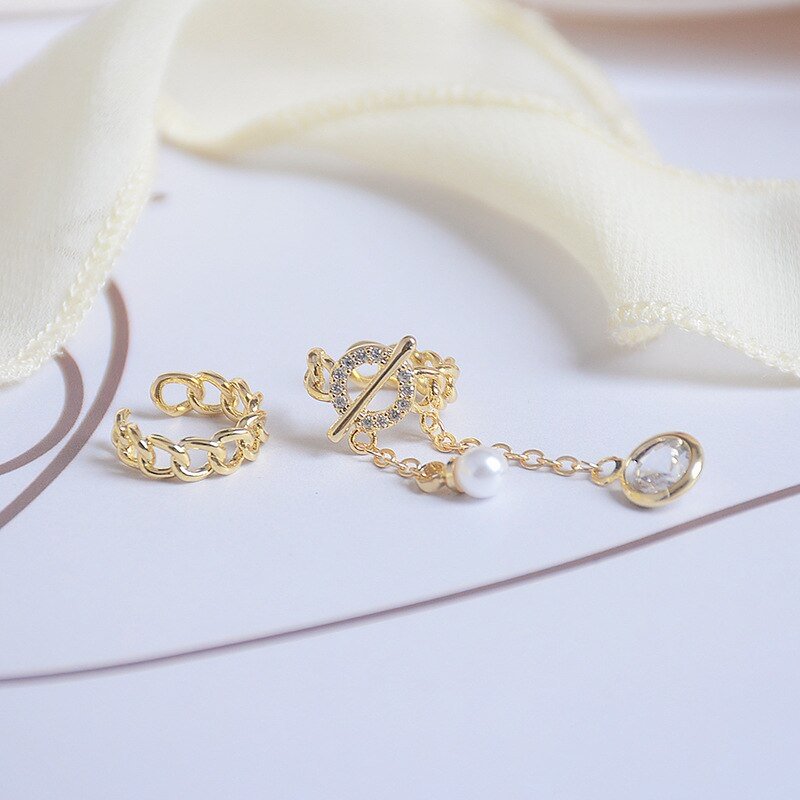 Tassel Circle Ear Cuff No Hole Piercing Pearl Clip Earrings | IFYHOME