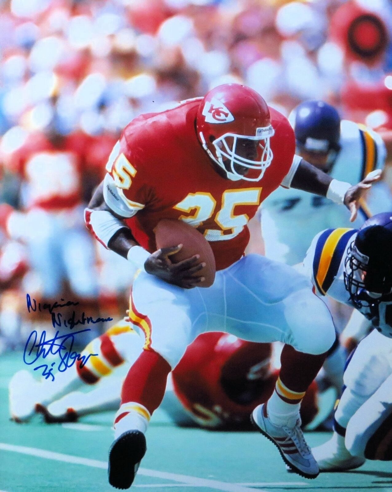 Christian Okoye Signed Autographed 16X20 Photo Poster painting Chiefs Nigerian Nightmare