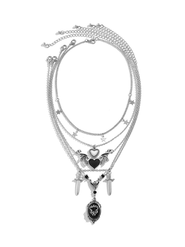 Gothic Dark Punk Halloween Hearts Wings Swords Stars Chain