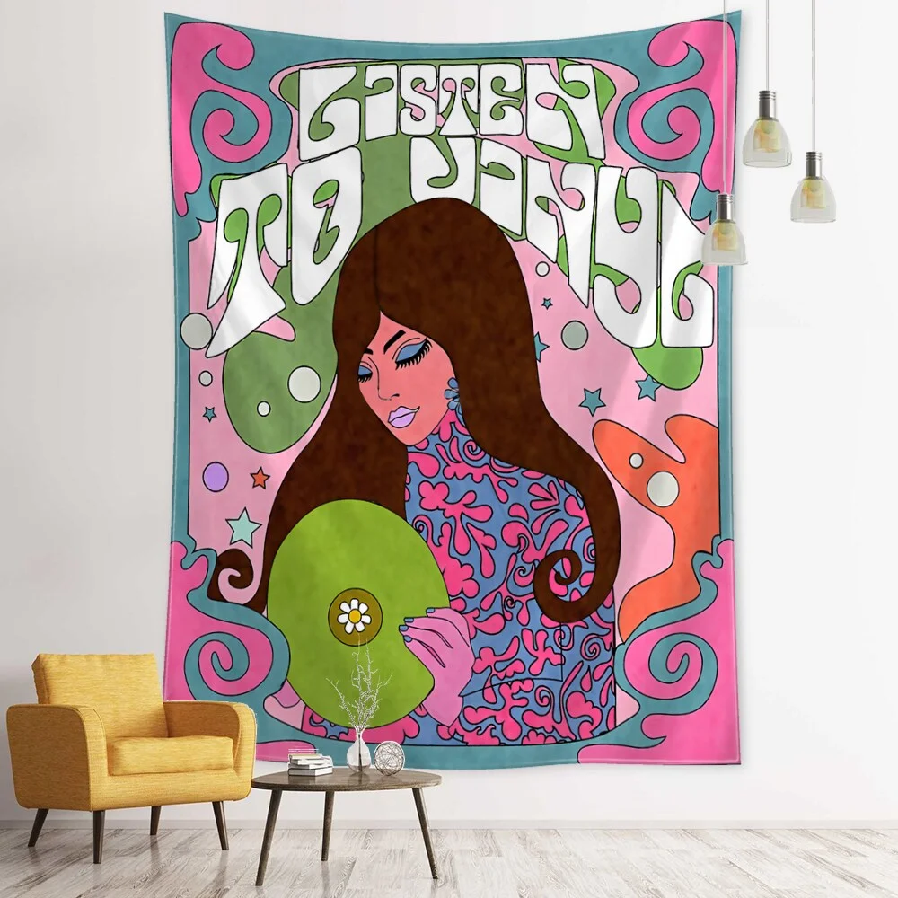 Nigikala Girl Tapestry Wall Hanging Retro INS Psychedelic Hippie Tarot Card Tapiz Room Dormitory Home Decor