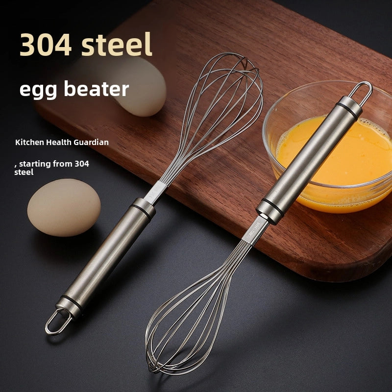 304 Stainless Steel Egg Beater Manual Thickening Manual Mixing Rod And Noodle/egg Whisk Lengthened Baking Tool