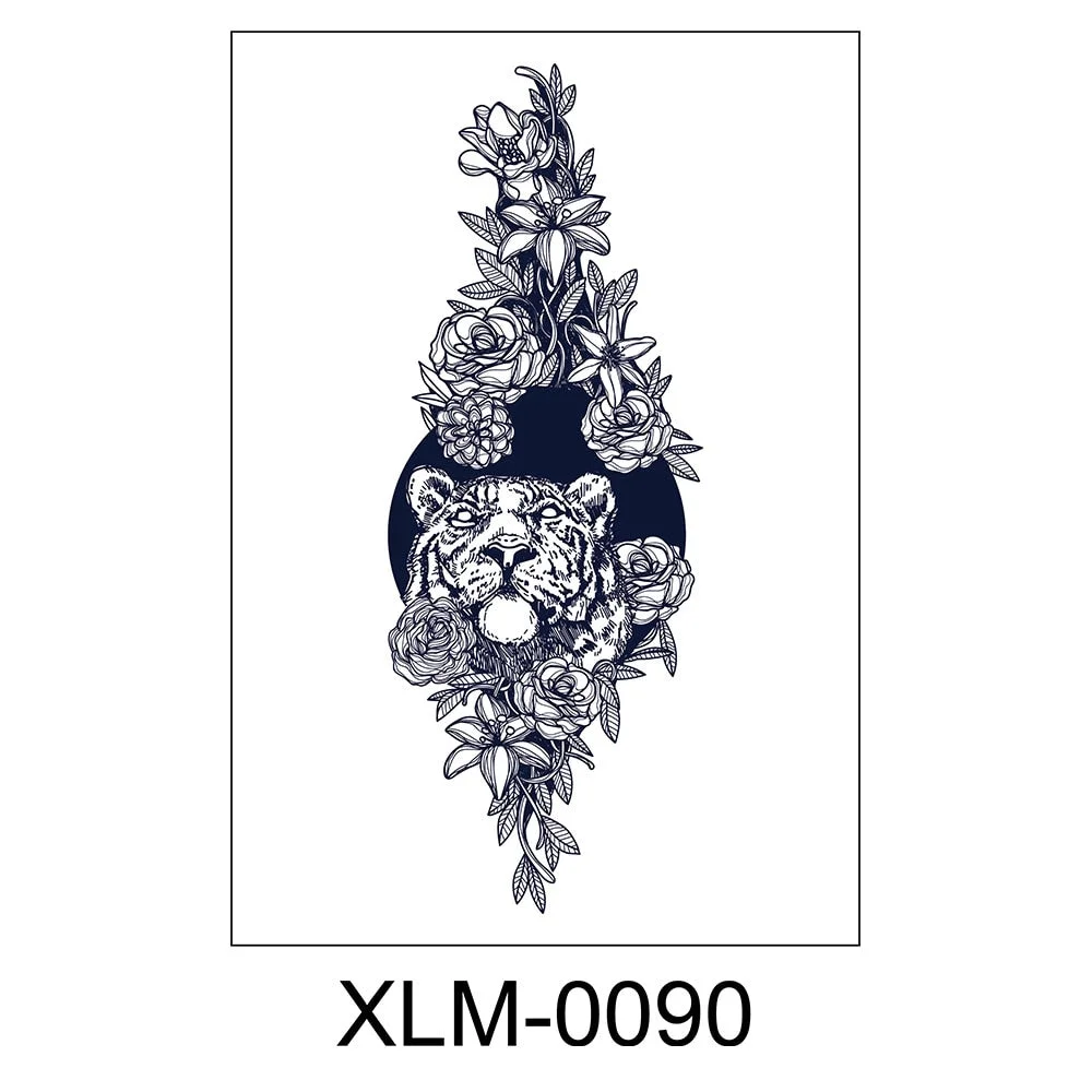 Semi-permanent waterproof sweat plant lasting big picture tattoo flower arm non-reflective herbal juice tattoo sticker