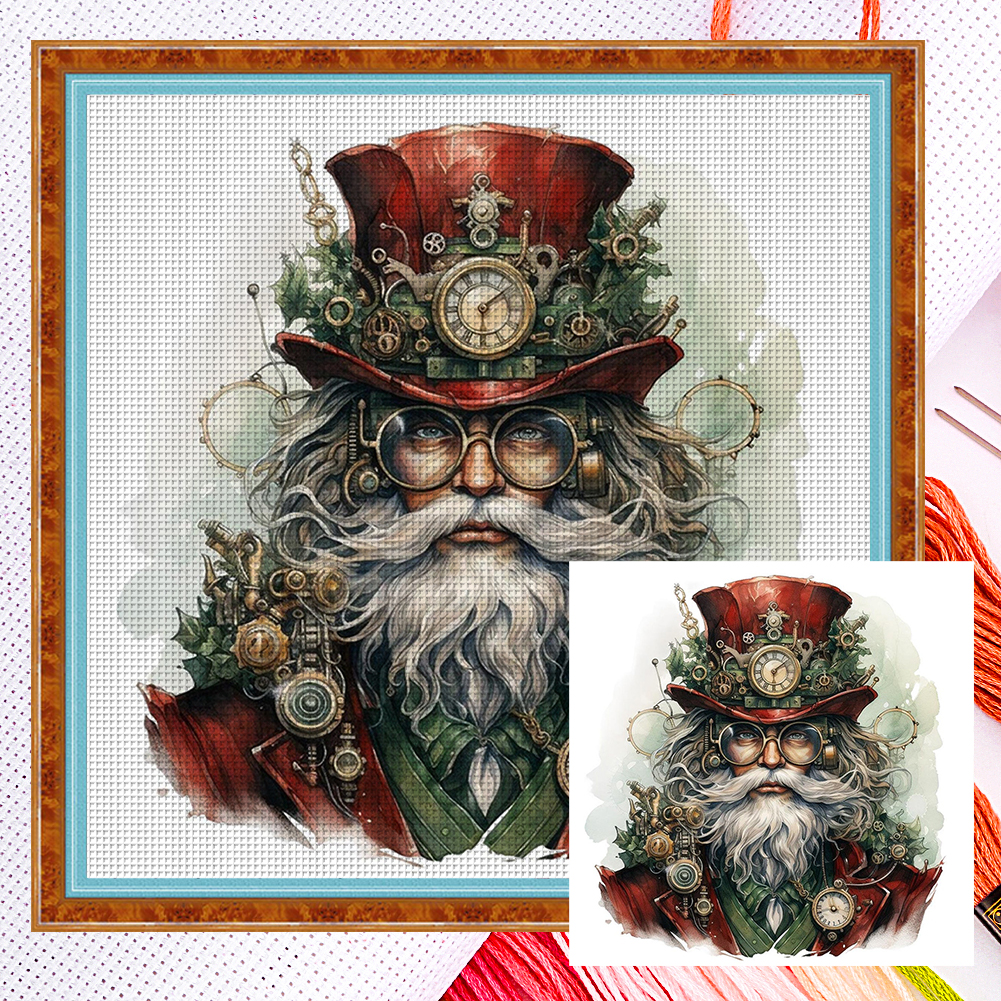Steam Punk Old Man Full 11CT Counted Canvas(50*50cm) Cross Stitch