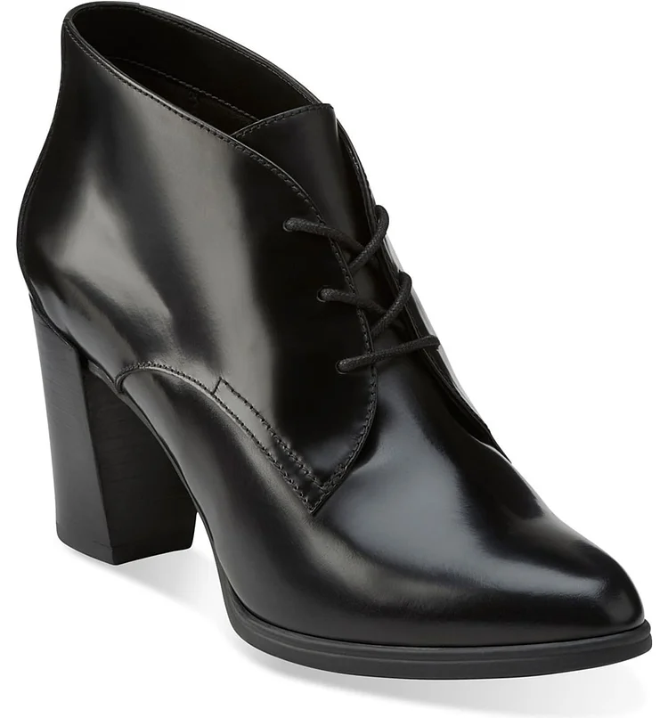 Custom Made Chunky Heel Casual Ankle Boots in Black |FSJ Shoes