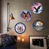[US Local Warehouse]6PCS American Theme - Round Vintage Metal Signs Set - 30*30cm